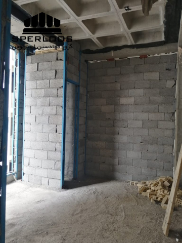 دیوار نهایی پس از اجرای والپست، والمش و مهارها