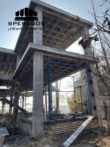 نمای جلوی اسکلت ساختمان قبل از دیوارچینی